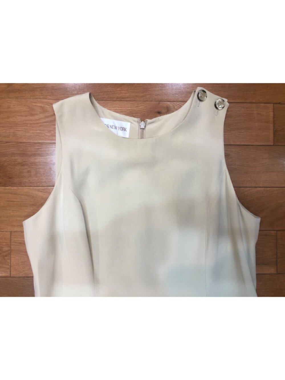 Jones New York Silk Beige Sleeveless A-Line Dress Size 10 Polished Professional - Picture 3 of 8
